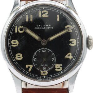 Vintage 33mm Civitas Military Men's Mechanical Wristwatch 10 1/2C Swiss Steel